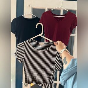 Bundle of three crop tops! Size M.